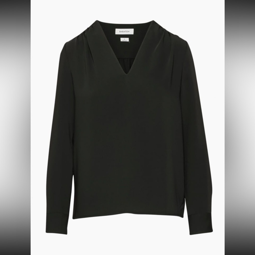 NWT Aritzia Babaton Eloquent Top Matte satin V-neck pop-over longsleeve blouse